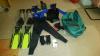 Semi dry suit, fins (x2 pair), boots, gloves, hood